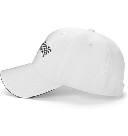 Checkered Flags Race Car Flag Snapback Cap Unisex-Adult Trucker Hat Adjustable Baseball Cap Denim Casquette Caps White $15.06...