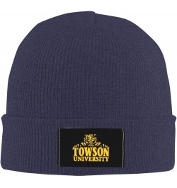 Towson University Logo Classic Warm Winter Knit Cap Fleece Lined Beanie Hat Navy Blue $7.40 Skullies & Beanies