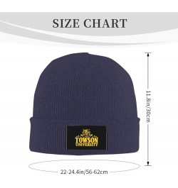 Towson University Logo Classic Warm Winter Knit Cap Fleece Lined Beanie Hat Navy Blue $7.40 Skullies & Beanies