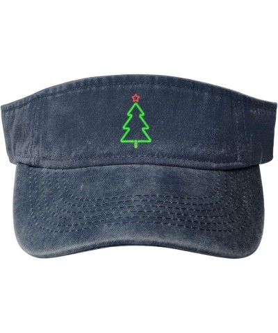 Christmas Tree Neon Sign Sun Visor Hats for Women Men Adjustable Sports Sun Hats Cotton Golf Cap Navy Blue $10.20 Visors