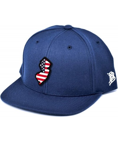 New Jersey PVC Patriot Patch Classic Snapback Hat - One Size Fits All Navy $19.59 Baseball Caps