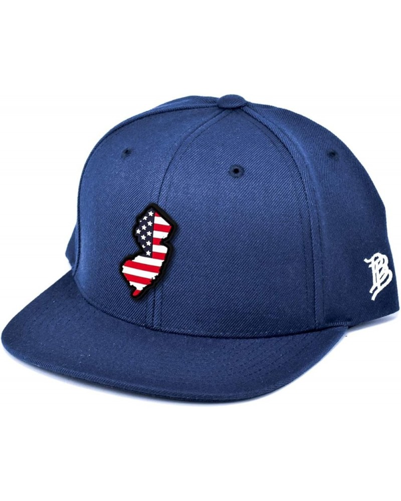 New Jersey PVC Patriot Patch Classic Snapback Hat - One Size Fits All Navy $19.59 Baseball Caps