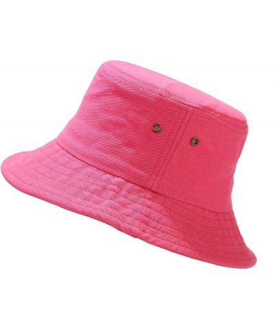 Bucket Hat Unisex Pure Cotton & Denim UPF 50 Packable Summer Travel Beach Sun Hat Beach Hat Men Hot Pink $9.12 Bucket Hats