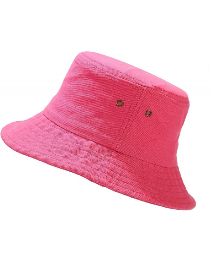 Bucket Hat Unisex Pure Cotton & Denim UPF 50 Packable Summer Travel Beach Sun Hat Beach Hat Men Hot Pink $9.12 Bucket Hats