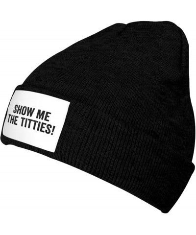 Show Me The Titties Gifts for Women Men Black Beanie Hats for Men Winter Slouchy Beanies for Women Teenage Black $12.09 Skull...