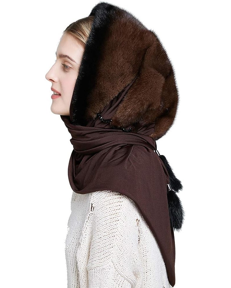 Real Mink Fur Hood-Scarf Hat for Women Scarf Cap Fashion Winter New Color: M37 $87.75 Scarves