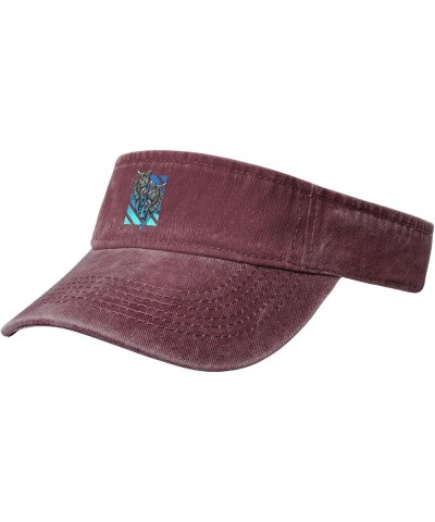 Wolf Head Sun Visor Hats for Women Men Adjustable Sports Sun Hats Golf Cap Red $14.04 Visors