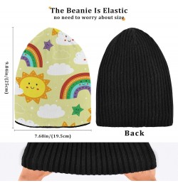 Cute Sun Rainbow Cloud Beanie for Women Men Soft Cap Reversible Warm Beanies Crochet Hats for Y2k Winter Fall $13.33 Skullies...