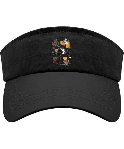 Cute cat Funny cat Retroings cat cat one Two Three cat Caps Sun Visor for Teens Running Hat Lightweight Allblack $11.00 Visors