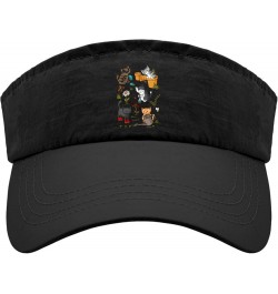 Cute cat Funny cat Retroings cat cat one Two Three cat Caps Sun Visor for Teens Running Hat Lightweight Allblack $11.00 Visors