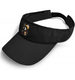 Cute cat Funny cat Retroings cat cat one Two Three cat Caps Sun Visor for Teens Running Hat Lightweight Allblack $11.00 Visors