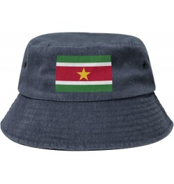 Flag of Suriname Bucket Hat for Men Women Outdoor Washed Cotton Sun Hats Travel Beach Hat Navy Blue $14.11 Bucket Hats