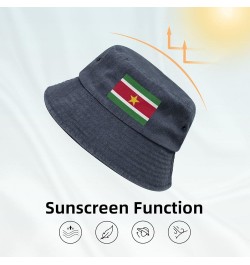 Flag of Suriname Bucket Hat for Men Women Outdoor Washed Cotton Sun Hats Travel Beach Hat Navy Blue $14.11 Bucket Hats