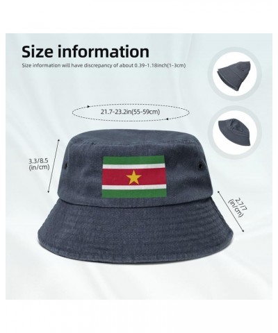 Flag of Suriname Bucket Hat for Men Women Outdoor Washed Cotton Sun Hats Travel Beach Hat Navy Blue $14.11 Bucket Hats