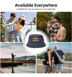 Flag of Suriname Bucket Hat for Men Women Outdoor Washed Cotton Sun Hats Travel Beach Hat Navy Blue $14.11 Bucket Hats