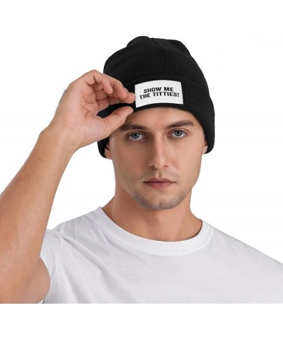 Show Me The Titties Gifts for Women Men Black Beanie Hats for Men Winter Slouchy Beanies for Women Teenage Black $12.09 Skull...