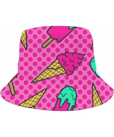 Cool Bucket Hats ice Cream Doodles Bucket Hats Sweet Flodable Womens Hat Swimming Pool Accessories for Dance Summer 5 $9.15 B...