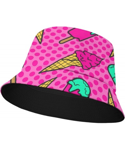 Cool Bucket Hats ice Cream Doodles Bucket Hats Sweet Flodable Womens Hat Swimming Pool Accessories for Dance Summer 5 $9.15 B...