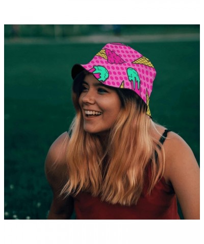 Cool Bucket Hats ice Cream Doodles Bucket Hats Sweet Flodable Womens Hat Swimming Pool Accessories for Dance Summer 5 $9.15 B...