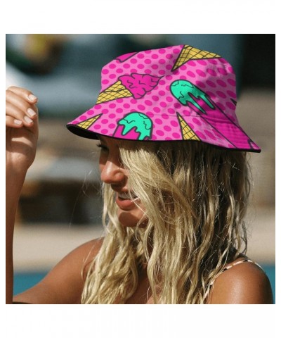 Cool Bucket Hats ice Cream Doodles Bucket Hats Sweet Flodable Womens Hat Swimming Pool Accessories for Dance Summer 5 $9.15 B...