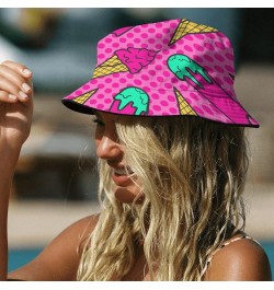 Cool Bucket Hats ice Cream Doodles Bucket Hats Sweet Flodable Womens Hat Swimming Pool Accessories for Dance Summer 5 $9.15 B...