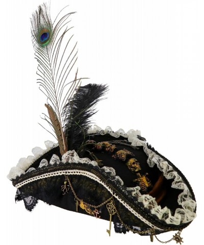 Men's Pirate Hat with Antiqued Skeleton and Feathers Brown $63.55 Cowboy Hats