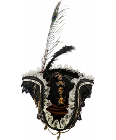 Men's Pirate Hat with Antiqued Skeleton and Feathers Brown $63.55 Cowboy Hats