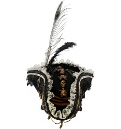 Men's Pirate Hat with Antiqued Skeleton and Feathers Brown $63.55 Cowboy Hats