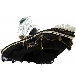 Men's Pirate Hat with Antiqued Skeleton and Feathers Brown $63.55 Cowboy Hats