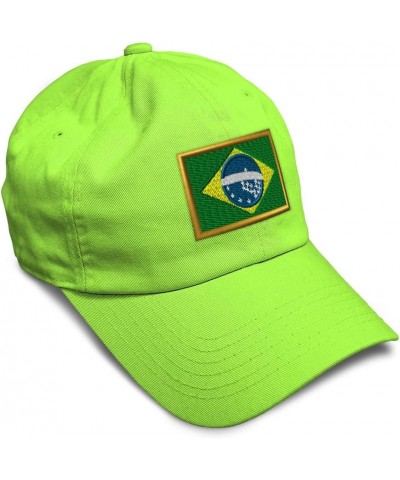 Soft Baseball Cap Brazil Futbol America Cup Dad Hats for Men & Women Lime $16.23 Baseball Caps