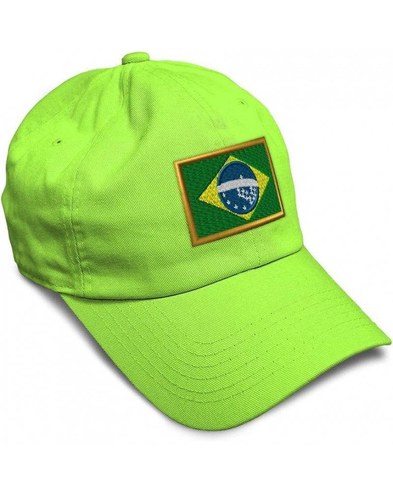 Soft Baseball Cap Brazil Futbol America Cup Dad Hats for Men & Women Lime $16.23 Baseball Caps