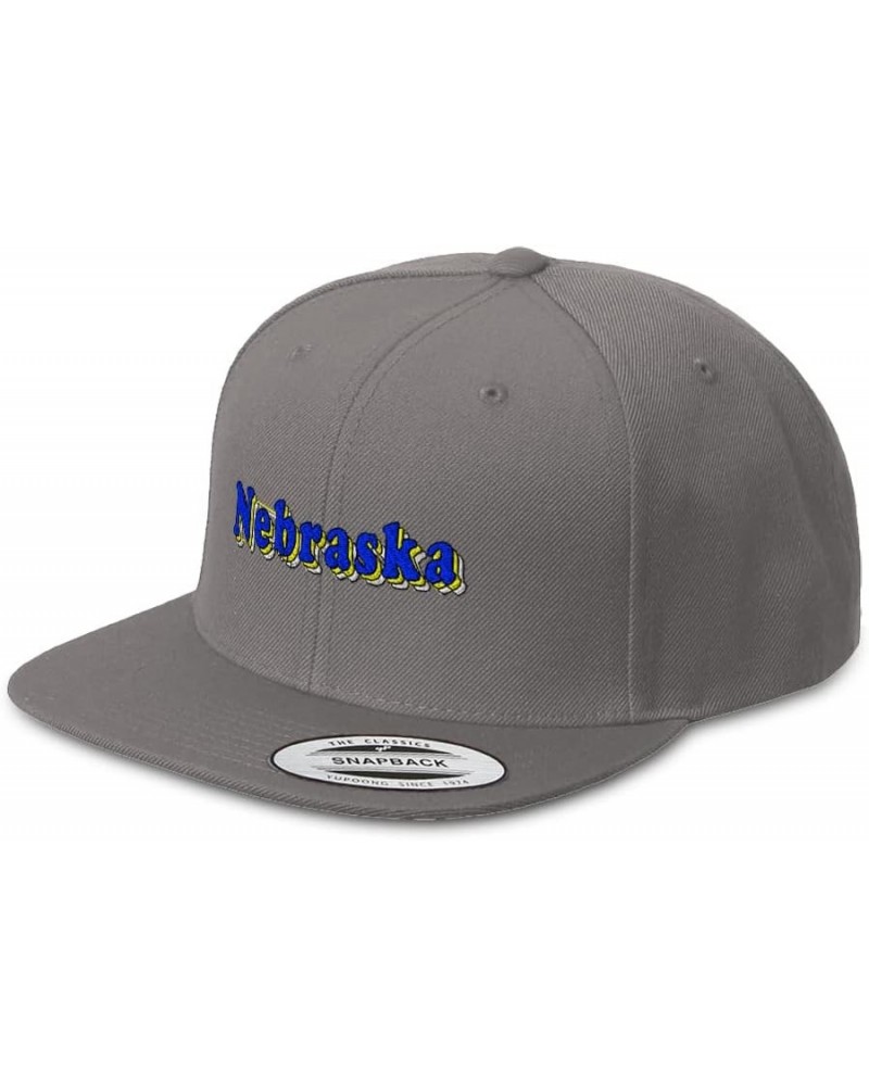 Snapback Hats for Men & Women Nebraska Love Acrylic Flat Bill Baseball Cap Dark Grey Design Only $14.35 Baseball Caps