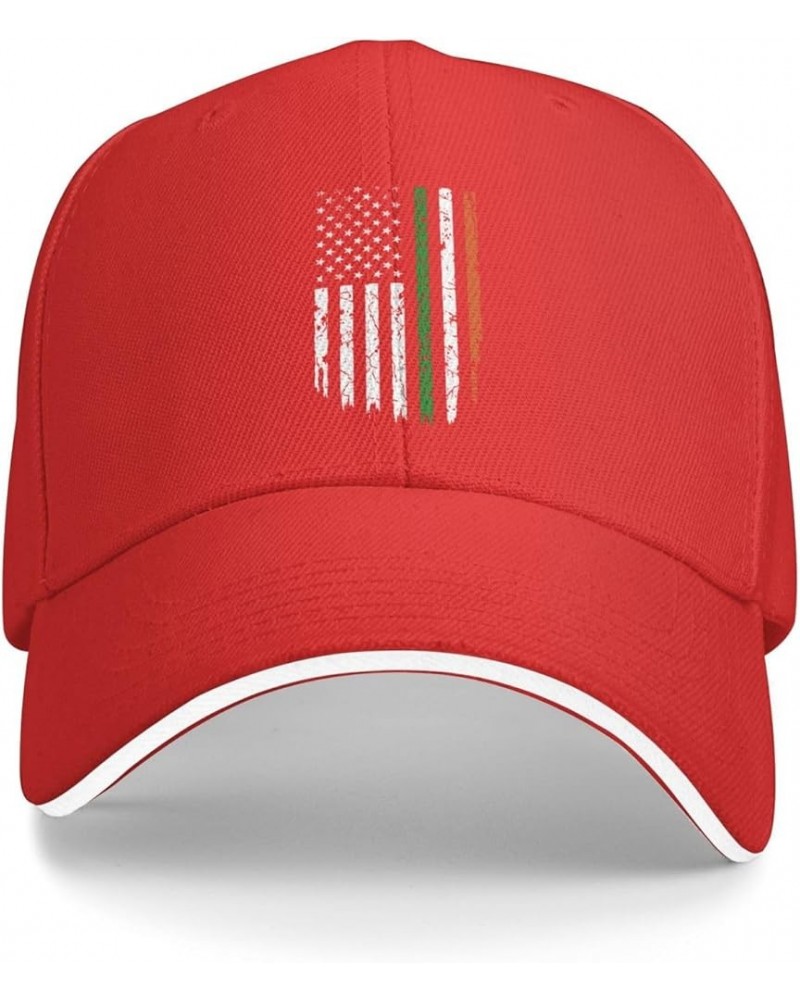 Irish Italian American Flag Baseball Cap Sandwich Brim Hats for Men Women Adjustable Caps Red $11.93 Baseball Caps