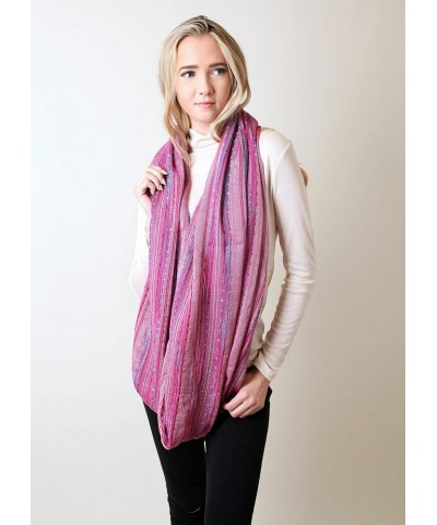 (15 Colors) Shimmer Sparkle Infinity Scarf, Women's Festival Bliss Lightweight Fashion Shawl Fairytale Pink $10.54 Scarves