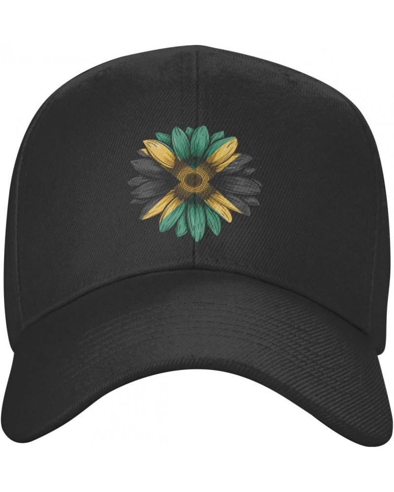 Vintage Sunflower Jamaica Flag Classic Duckbill Caps for Stylish Sun Protection Black $14.86 Baseball Caps