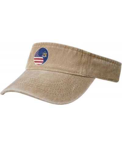 Yin Yang Flag Combination of America and New York Sun Visor Hats for Women Men Adjustable Sports Sun Hats Golf Cap Natural $1...