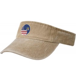 Yin Yang Flag Combination of America and New York Sun Visor Hats for Women Men Adjustable Sports Sun Hats Golf Cap Natural $1...