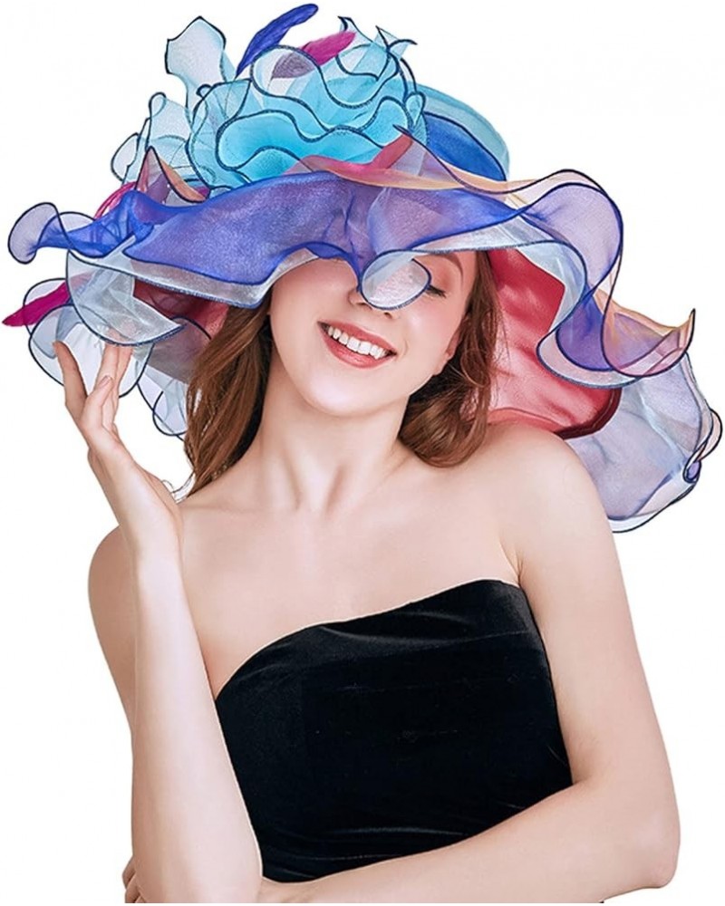 Church Dress Bowler Derby Fascinator Hat 20s 50s Vintage Bucket Hat Wide Brim Dress Hat Headband Clip B2-blue $14.99 Sun Hats