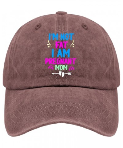 I'm Not Fat I Am Pregnant Mom Cap USA Hat Pigment Black Womens Beach Hat Gifts for Men Hiking Hats Wine Red $11.98 Bucket Hats