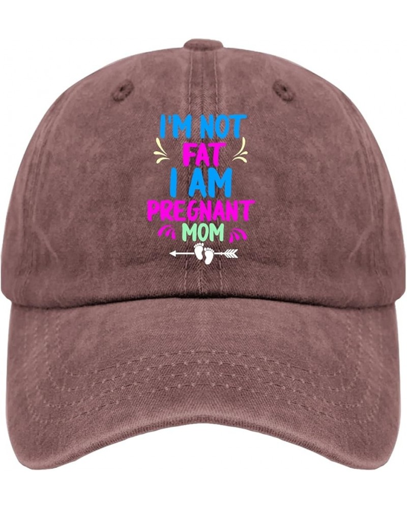 I'm Not Fat I Am Pregnant Mom Cap USA Hat Pigment Black Womens Beach Hat Gifts for Men Hiking Hats Wine Red $11.98 Bucket Hats