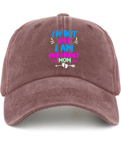 I'm Not Fat I Am Pregnant Mom Cap USA Hat Pigment Black Womens Beach Hat Gifts for Men Hiking Hats Wine Red $11.98 Bucket Hats