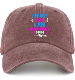 I'm Not Fat I Am Pregnant Mom Cap USA Hat Pigment Black Womens Beach Hat Gifts for Men Hiking Hats Wine Red $11.98 Bucket Hats