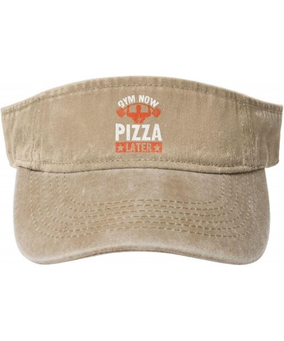 Gym Now Pizza Later Sun Visor Hats for Women Men Sun Hat Vintage Golf Hat Adjustable Baseball Cap Natural $12.13 Visors