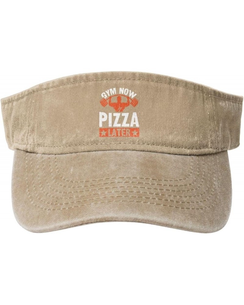 Gym Now Pizza Later Sun Visor Hats for Women Men Sun Hat Vintage Golf Hat Adjustable Baseball Cap Natural $12.13 Visors