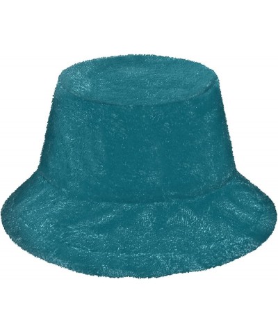 Grass Green Women's Faux Fur Warm Hat Fuzzy Winter Hat Strong Blue $9.20 Bucket Hats