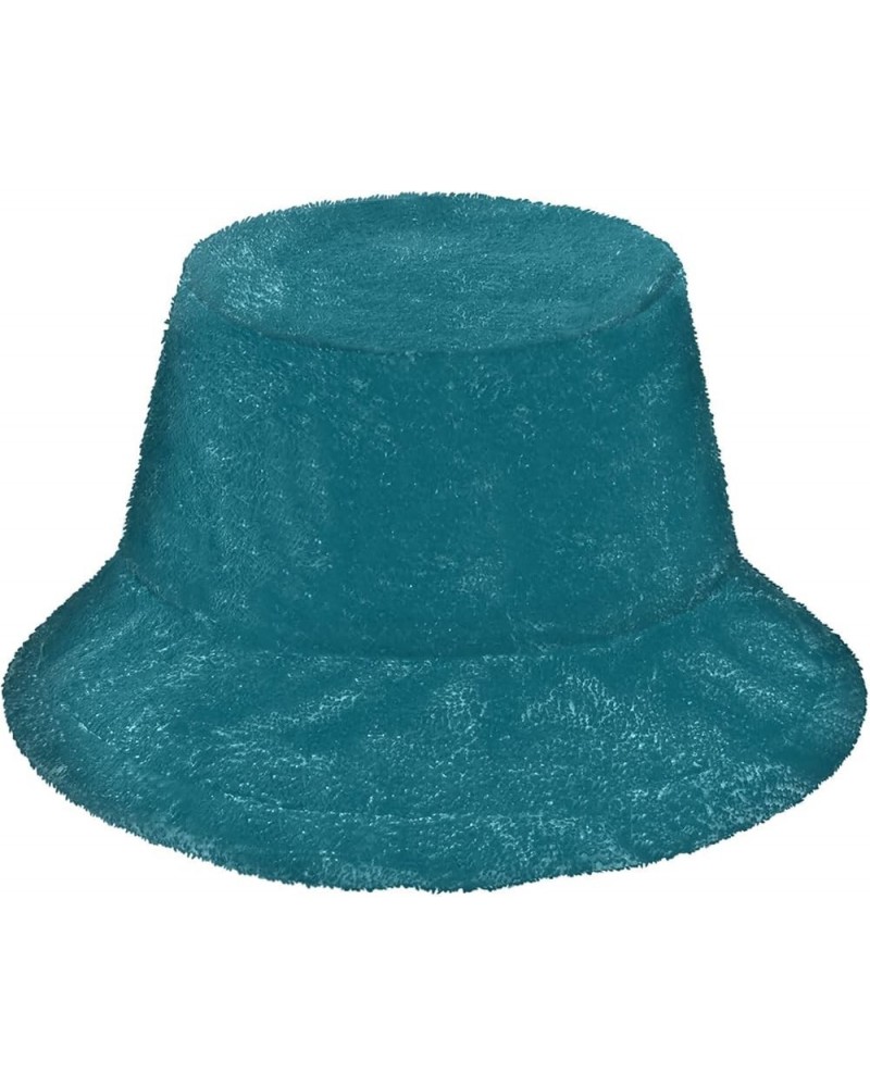 Grass Green Women's Faux Fur Warm Hat Fuzzy Winter Hat Strong Blue $9.20 Bucket Hats