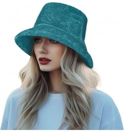 Grass Green Women's Faux Fur Warm Hat Fuzzy Winter Hat Strong Blue $9.20 Bucket Hats