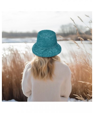 Grass Green Women's Faux Fur Warm Hat Fuzzy Winter Hat Strong Blue $9.20 Bucket Hats