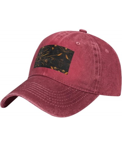 Black and Gold Background Baseball Cap Adjustable Twill Bulk with Ponytail Hole Washed Dad Hat for Men Women Red $12.09 Baseb...