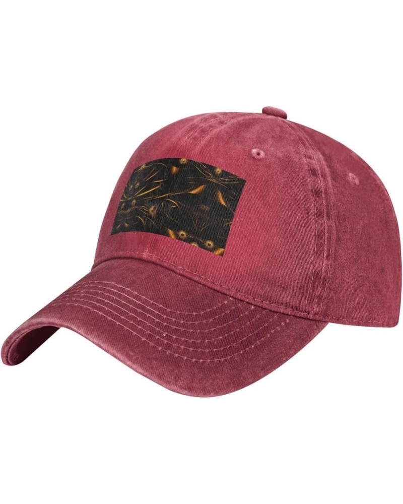 Black and Gold Background Baseball Cap Adjustable Twill Bulk with Ponytail Hole Washed Dad Hat for Men Women Red $12.09 Baseb...